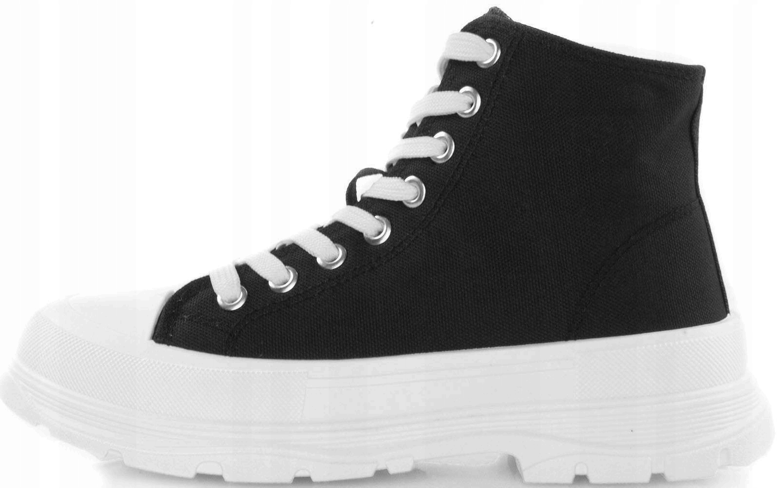 CZARNE WYSOKIE TRAMPKI PALLADI PLATFORMA 40