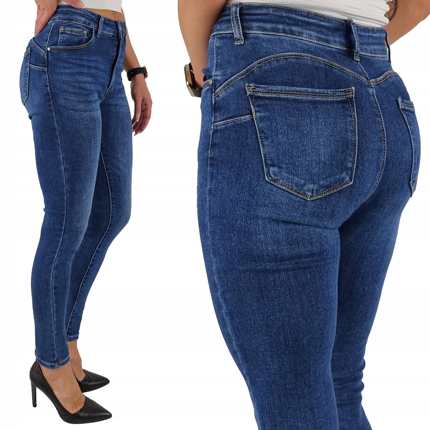 M.sara Spodnie Ocieplane Jeansowe Klasyczne Push Up Wyszczuplające