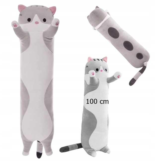 

Długi Kot Popiel Maskotka Poduszka 100 cm (!) XXL