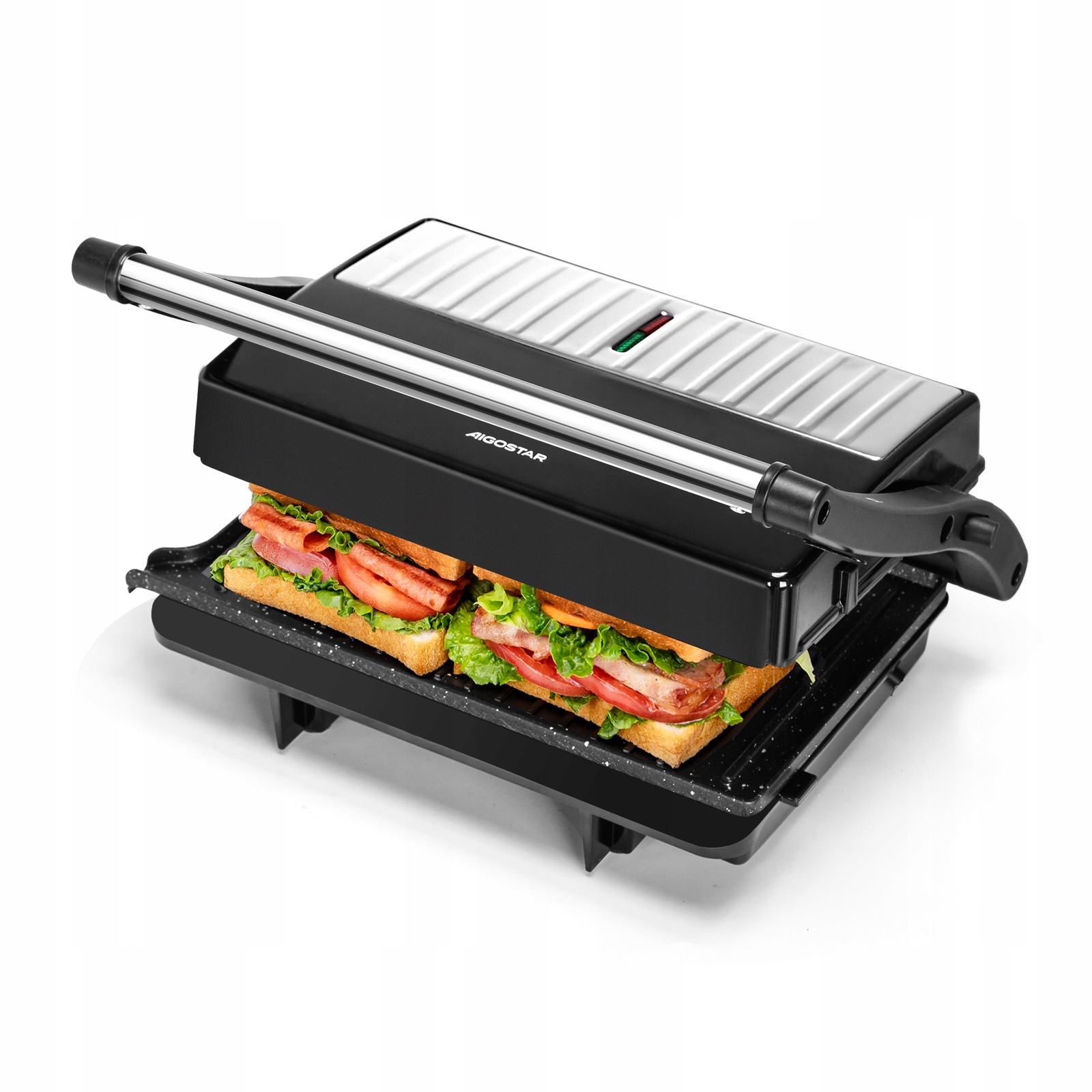 Aigostar Kontaktní gril Opékač Panini 1000W York Pro elektrický gril