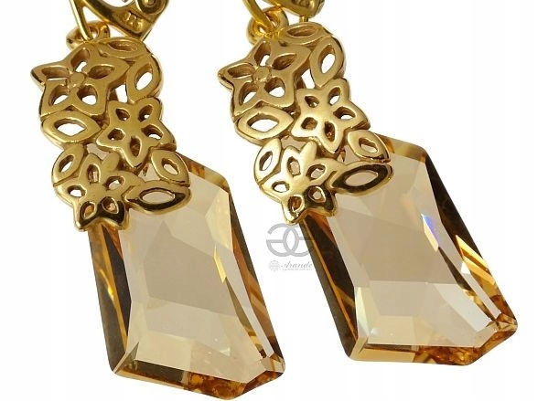 Náušnice Krystaly Golden Zlaté Stříbro Arande