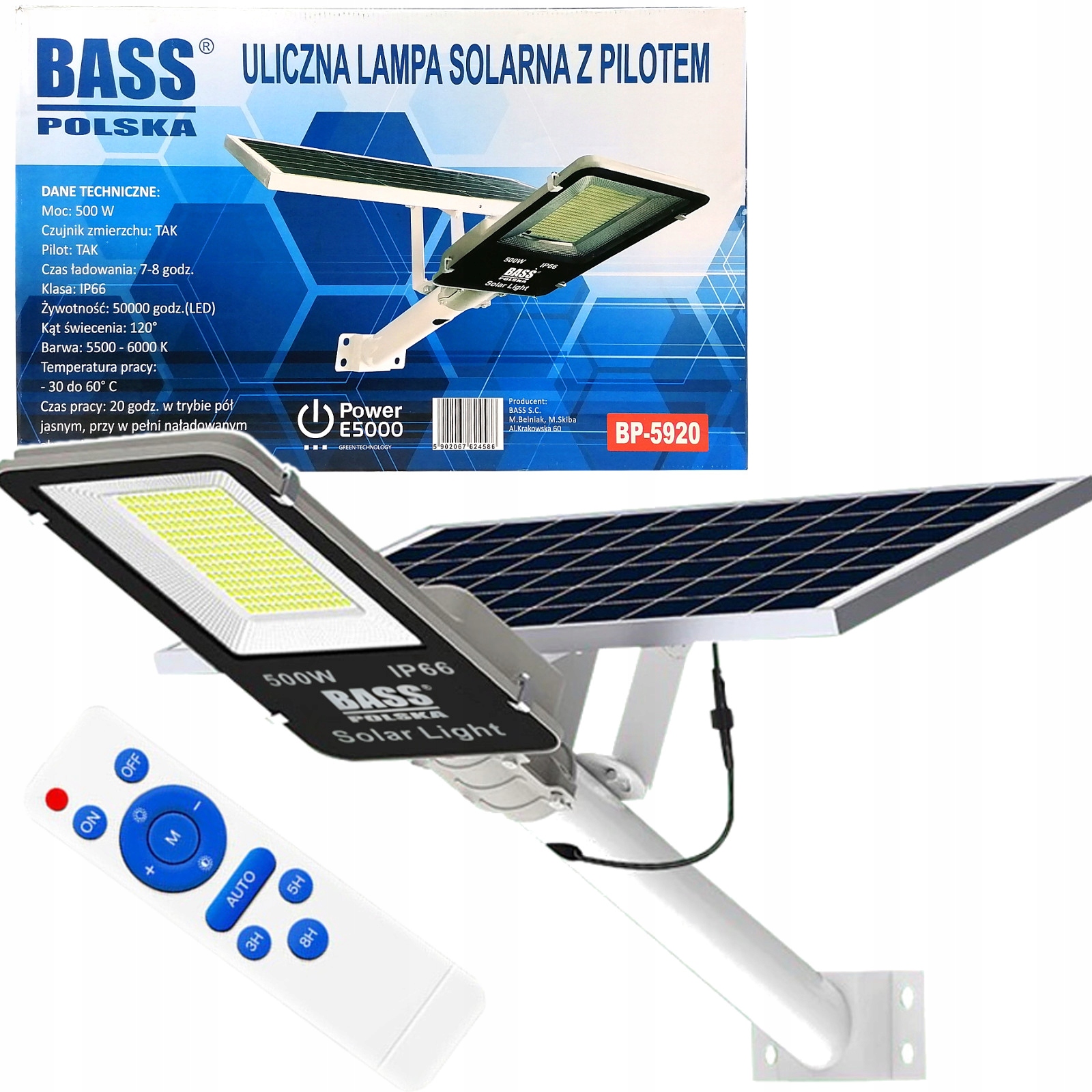 

Latarnia Uliczna 500W Lampa Solarna Panel Uchwyt