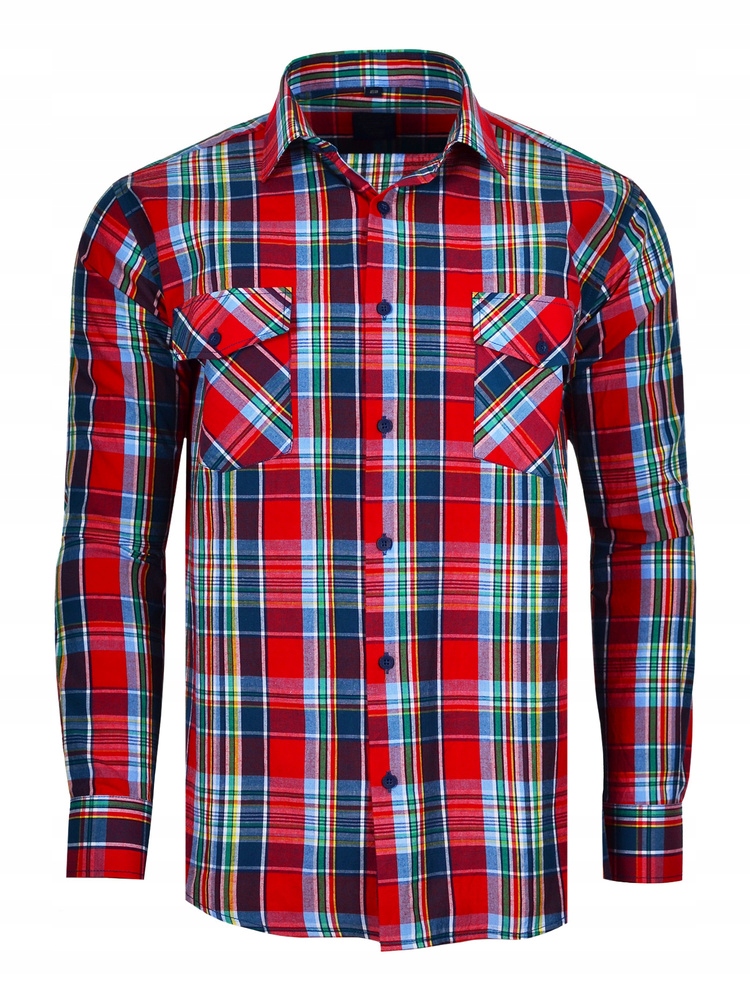 49/50 Košile Kostkovaná Červená Dlouhá Velká