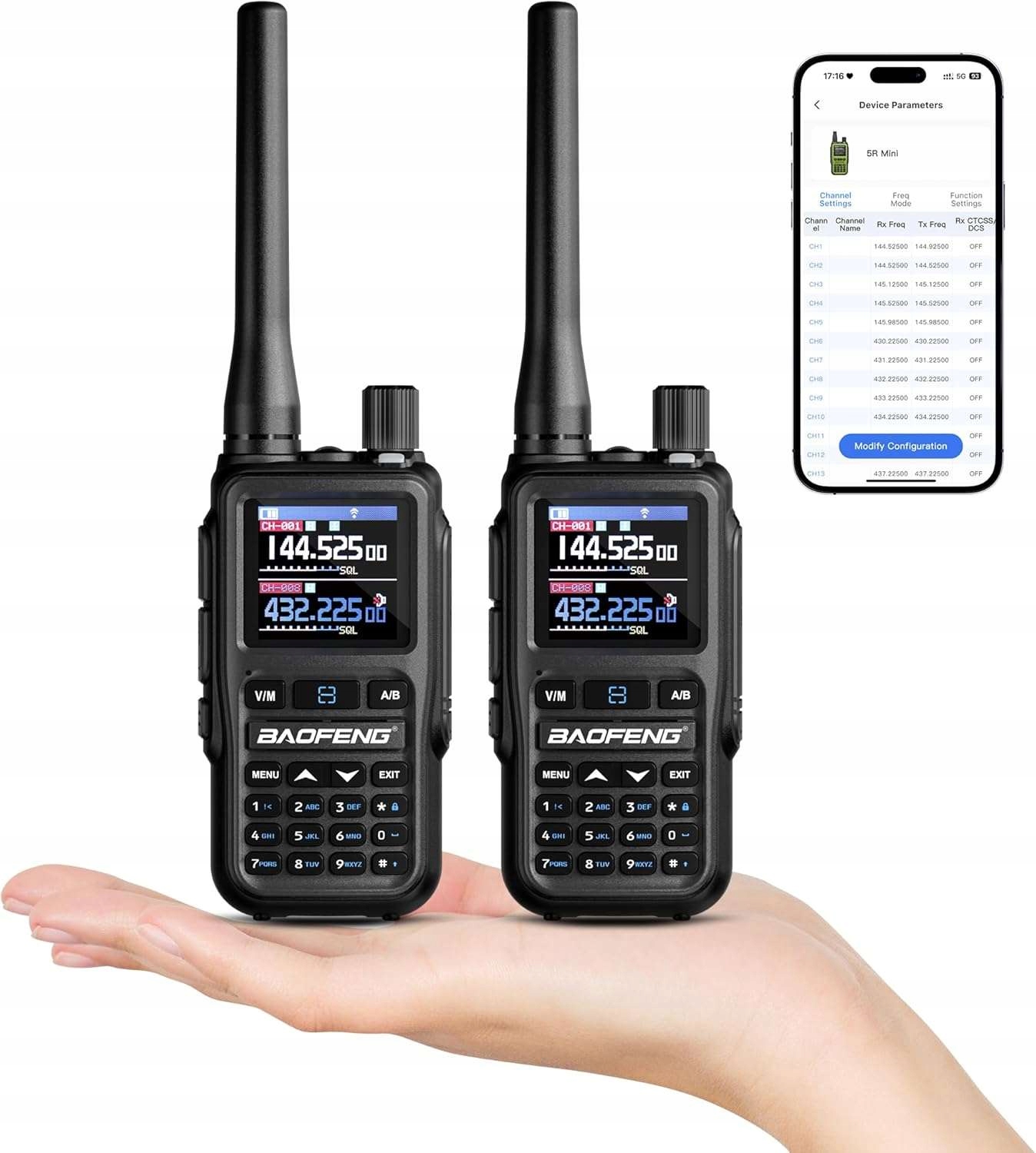 Walkie Talkie dwupasmowe radio Baofeng UV-32 10 W z Gps Aplikacja Am Fm