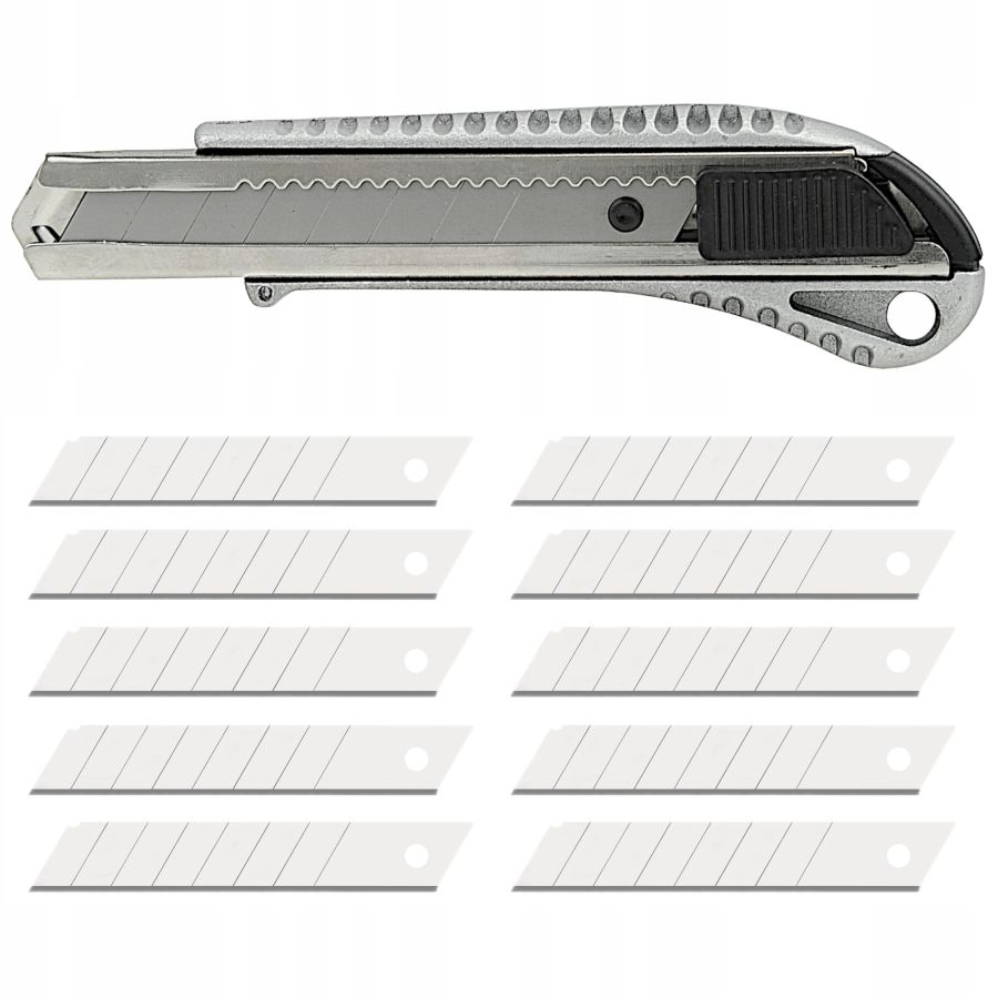 

Nóż z łamanym ostrzem 18 mm Korpus Metal 11 Ostrzy