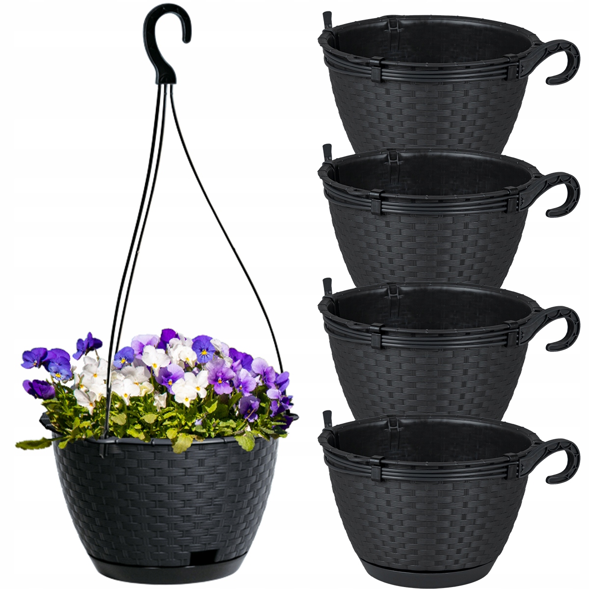 

Zestaw x4 Doniczka Donica Ogrodowa Wisząca Balkon