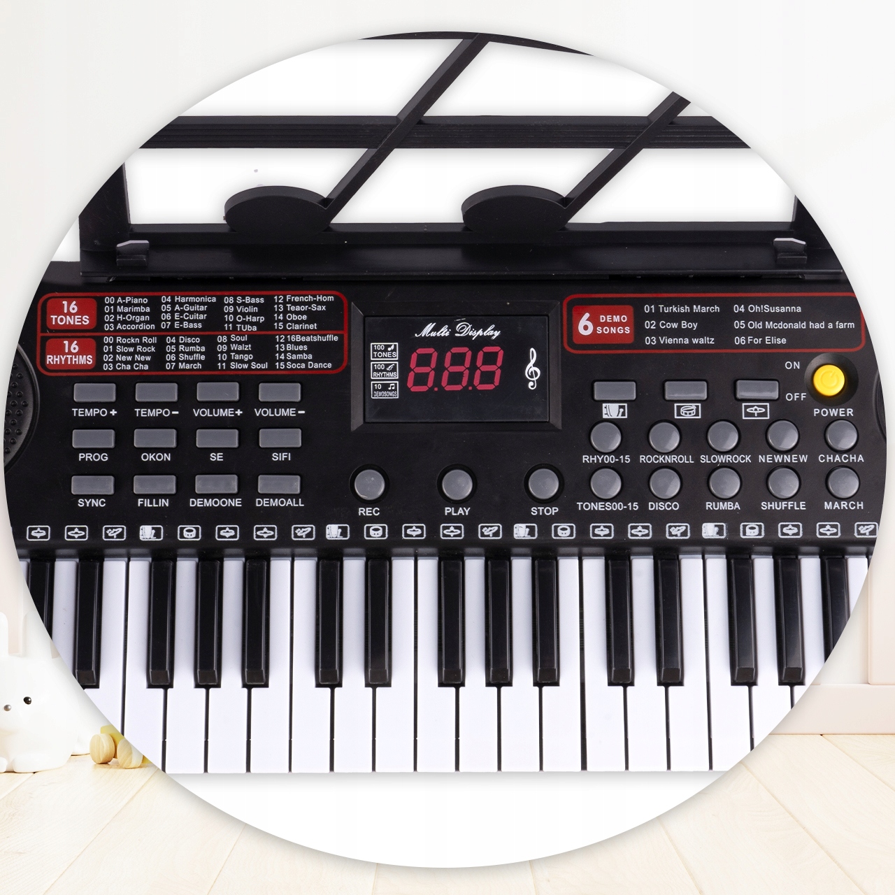 ELEKTRONICKÁ VARHANNÍ KLÁVESNICE PIANO PRO DĚTI MIKROFON 61 TLAČÍTEK Baterie 4x AA 1,5V