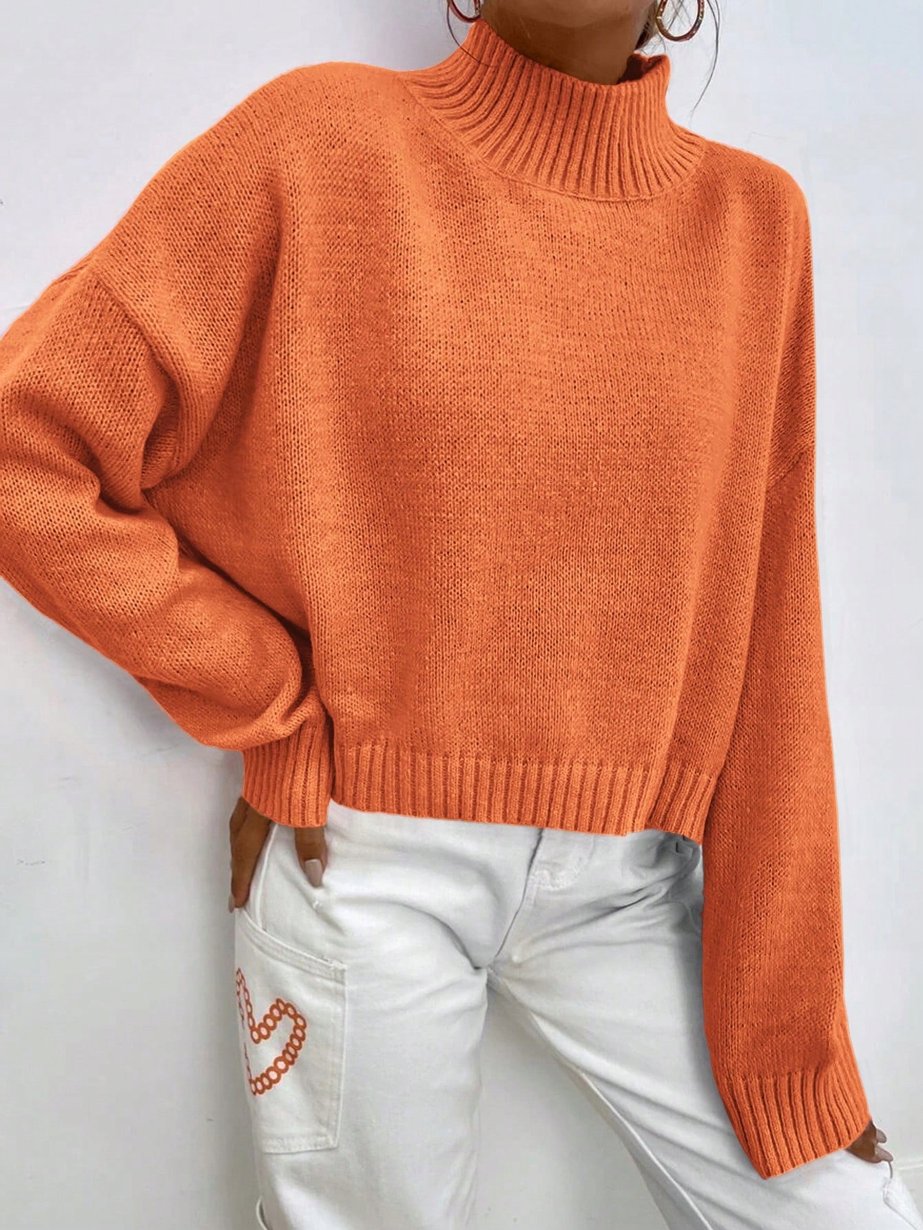 SHEIN POMARAŃCZOWY LUŹNY SWETER GOLF M 92119 Rozmiar M (38)