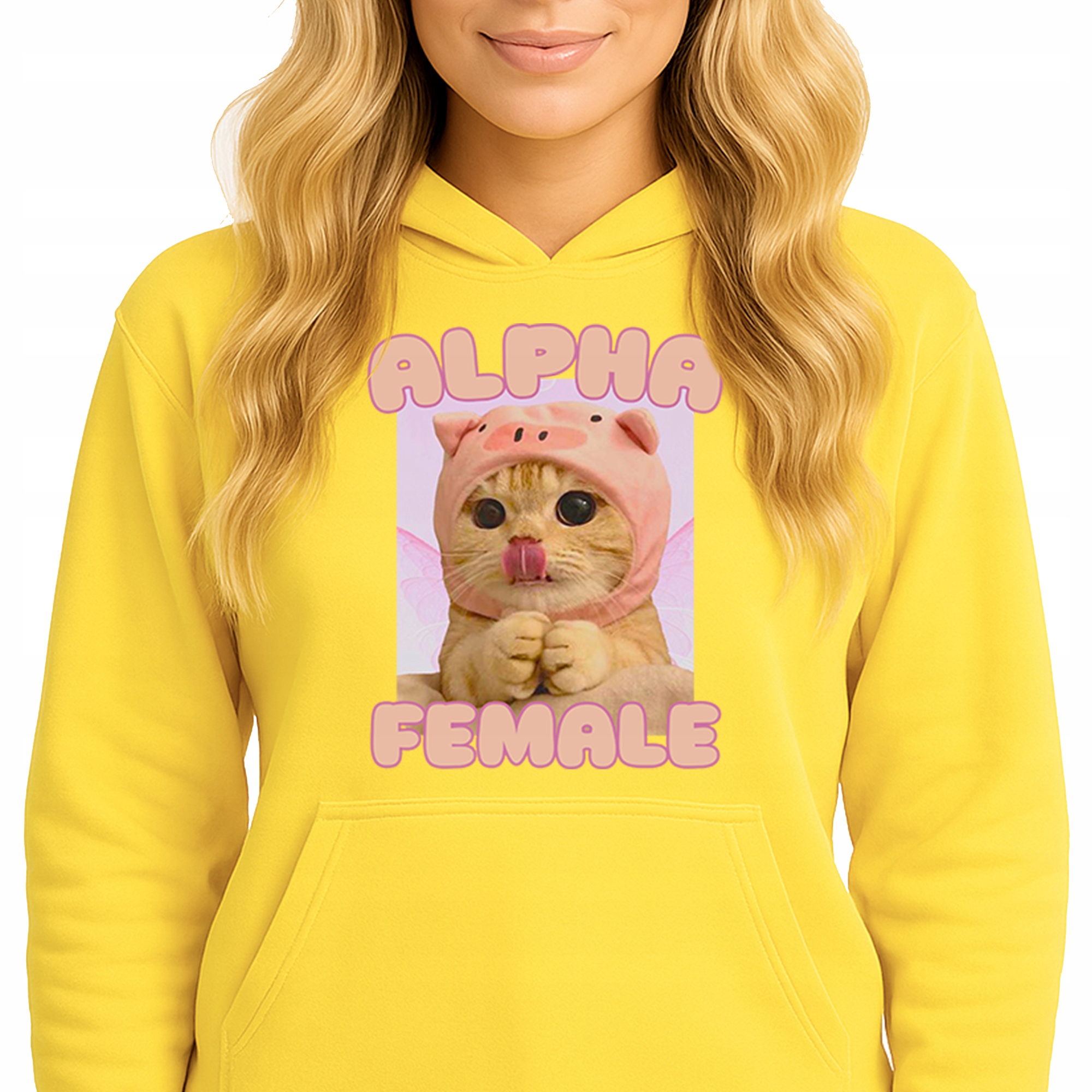 Mikina S Kapucí Žlutá bavlněná mikina Módní Youth Alpha Female Vel M