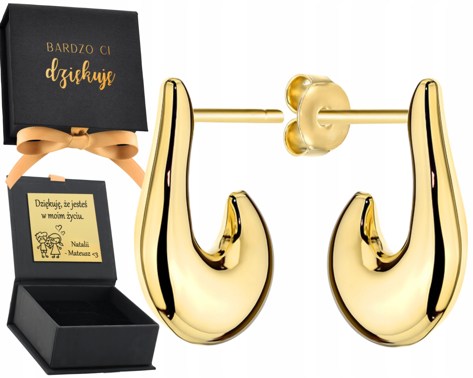 Zlaté Náušnice Moderní Lžičky na tyči Zlato 585 Dárek Gravírování