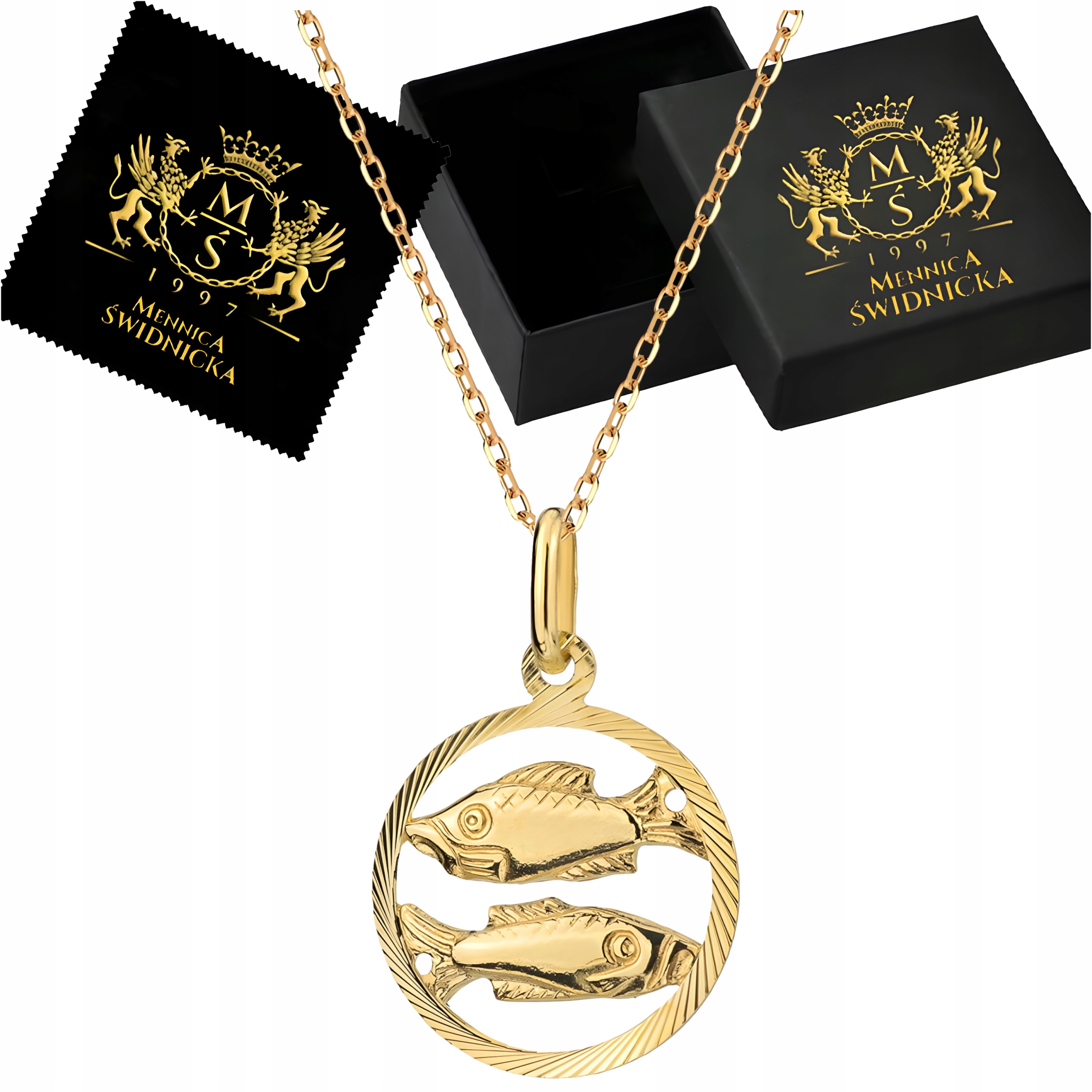 Znamení zvěrokruhu Ryby Zlatý náhrdelník Zlato 585 Řetízek pro maminku, manželku, dceru