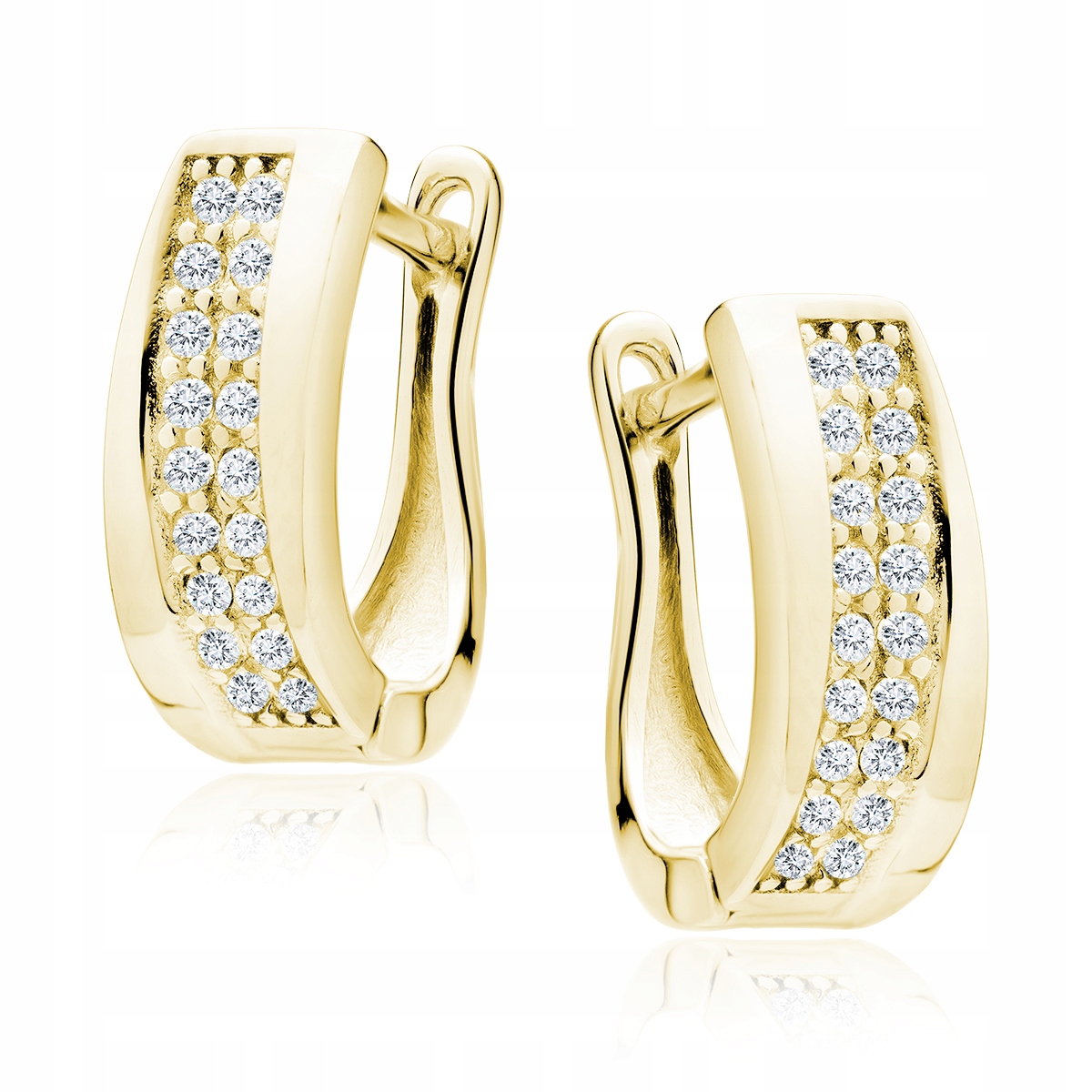 Stříbrné Náušnice pr925 Pozlacené s zirkony Anglický Dárek pro ženy