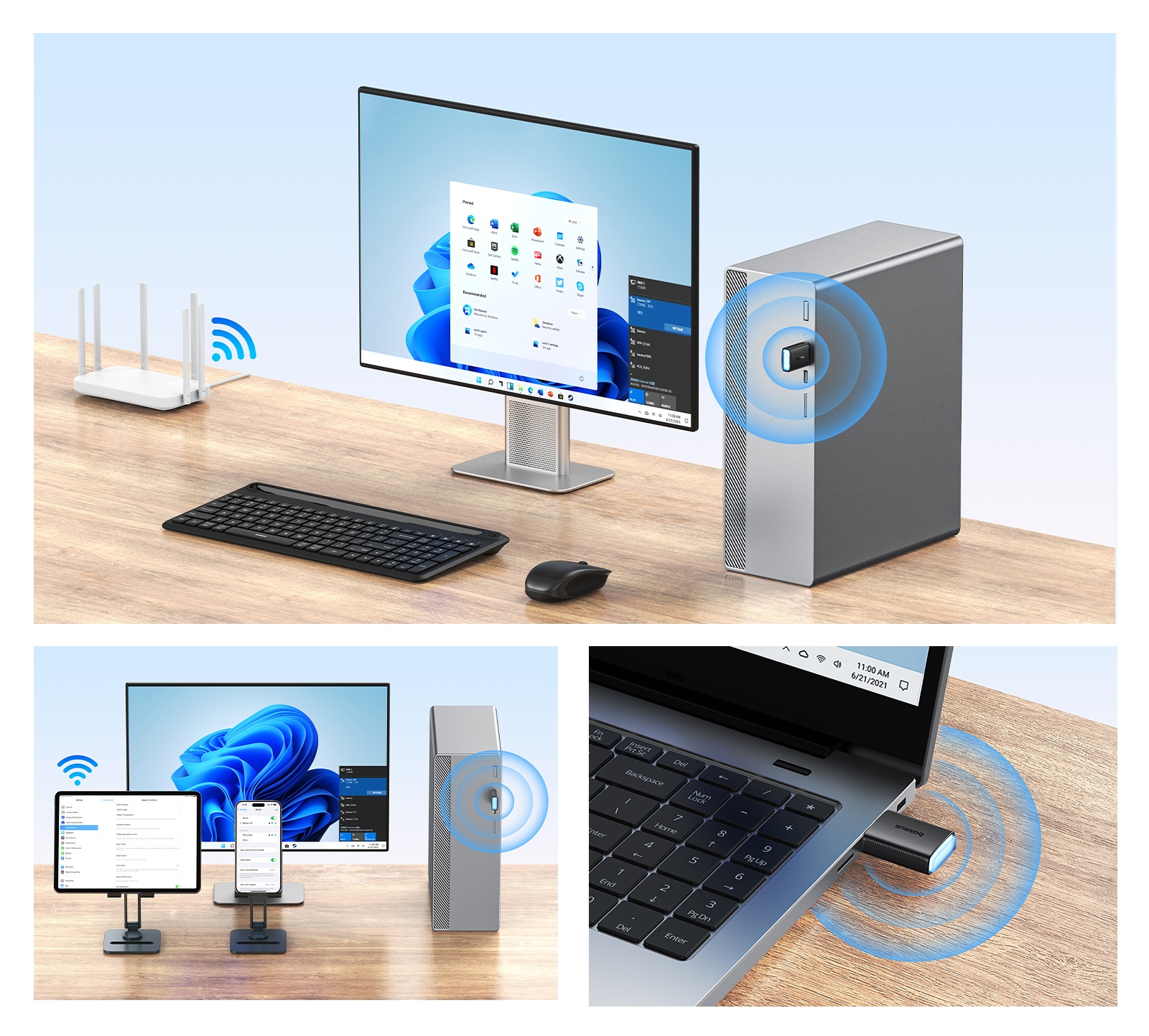 BASEUS ADAPTER KARTA SIECIOWA WIFI USB DO LAPTOPA ZEWNĘTRZNA 2.4GHz 650Mbps Standard pracy bezprzewodowej 802.11ac (Wi-Fi 5) 802.11n (Wi-Fi 4) 802.11g 802.11b 802.11a