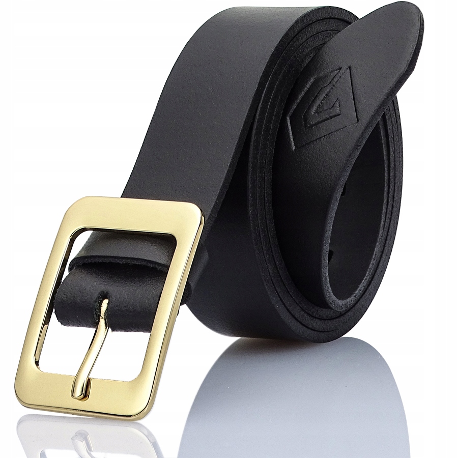 Damski skórzany Pasek Gracio KLAMRA ZŁOTA czarny