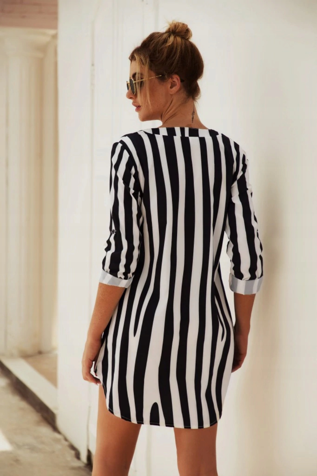 LUŹNA SUKIENKA DAMSKA MINI PROSTA TUNIKA OVERSIZE TUBA PANTERKA WZORY PRINT Rozmiar uniwersalny