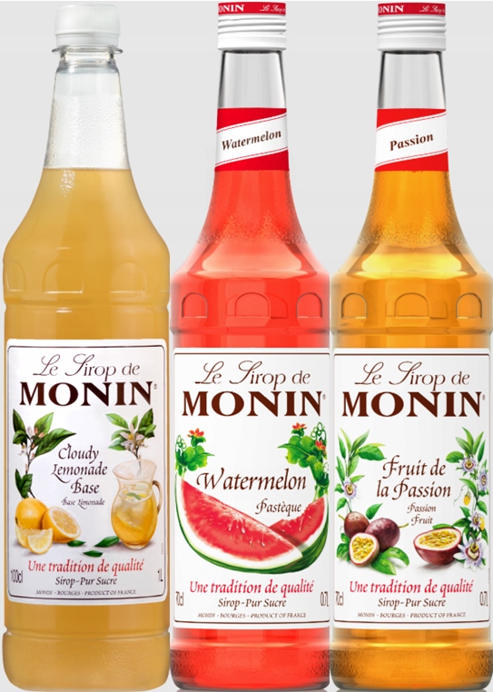 Zestaw letni do lemoniad i drinków Monin Cloudy, Arbuz, Marakuja