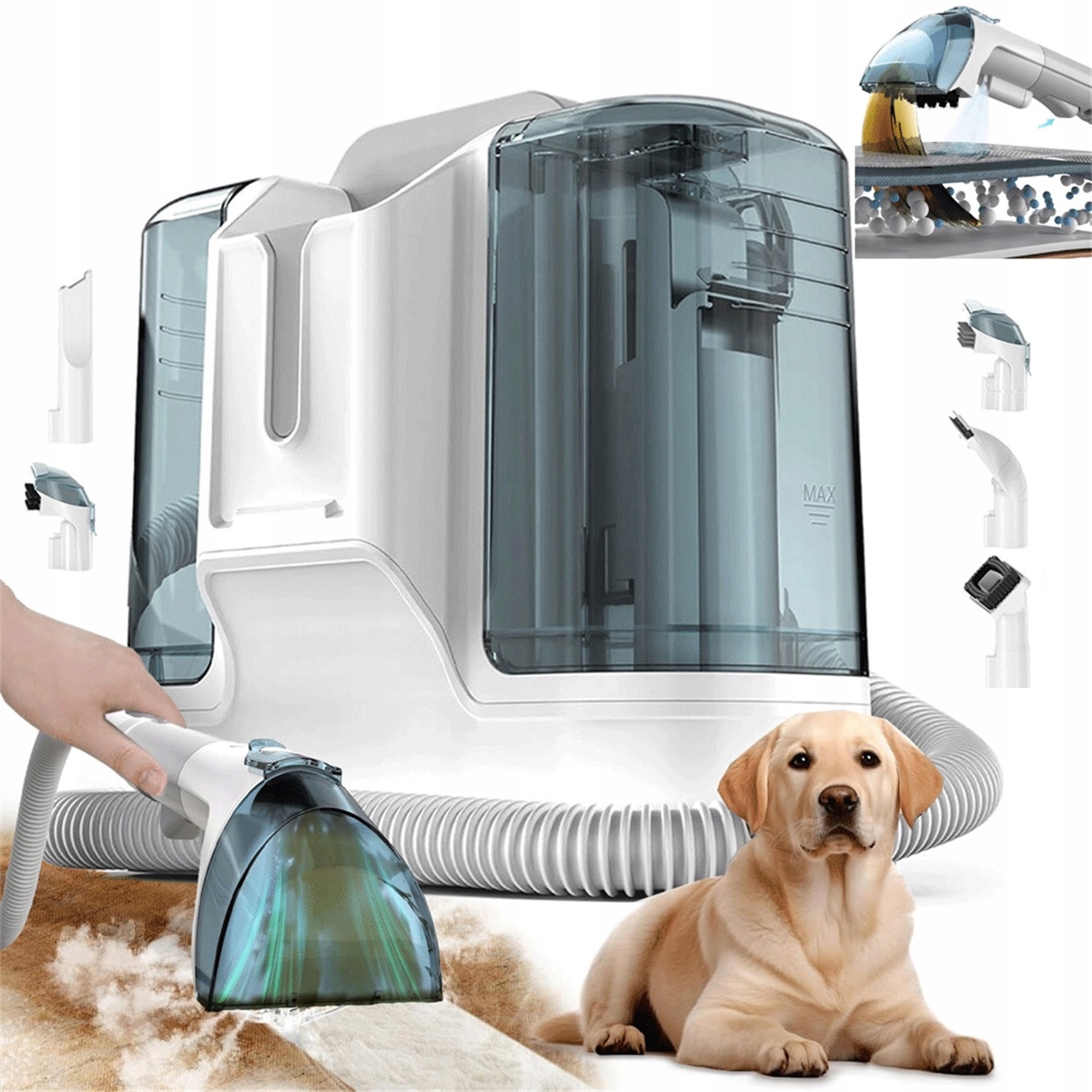 Profesionální myčka na čištění 1800 ml 6 hlavic pro pohovky a koberce na postele