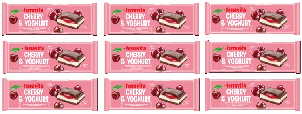 Levně 9 x 235 g Terravita čokoláda mléčná náplň višeň jogurt Karton