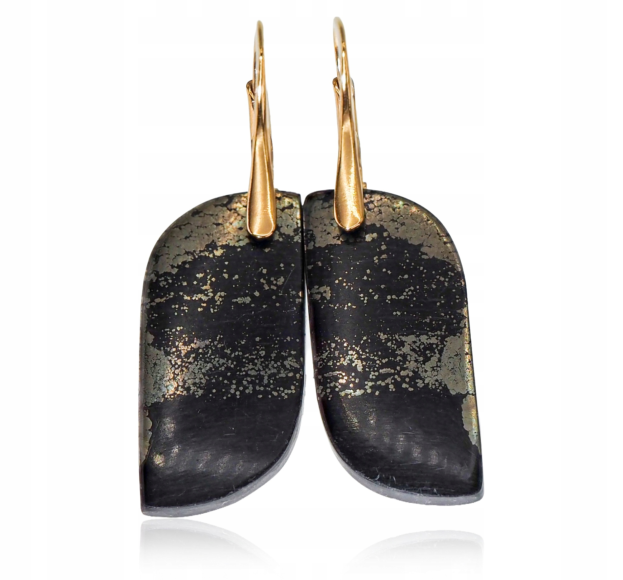 Pyrit Neobvyklé Náušnice Zlaté Stříbro Unikát