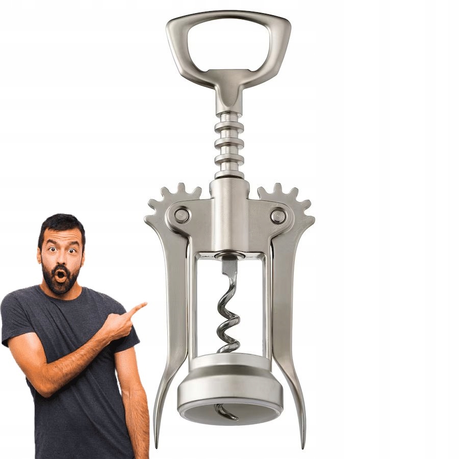 KORKOCIĄG IKEA IDEALISK SREBRNY OTWIERACZ DO WINA