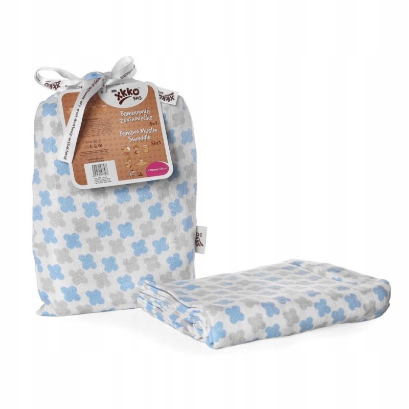 Bambusowy muślinowy otulacz Xkko Bmb 120x120 Scandinavian Baby Blue