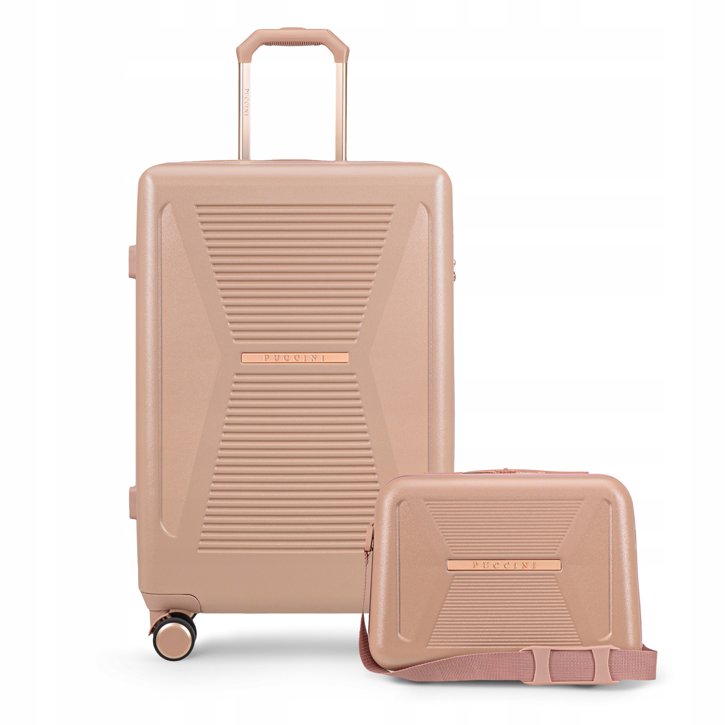 Puccini Zestaw Walizek Podróżnych Średnia+Kuferek Poliwęglan Pc Komplet 2w1