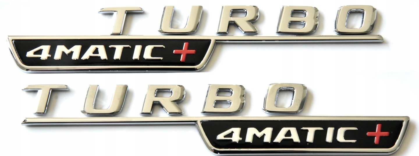 Mercedes-Benz Turbo 4MATIC+ emblém znak s nápisom chróm (pár)