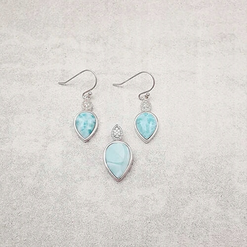 Stříbrný komplet s larimarem a zirkony