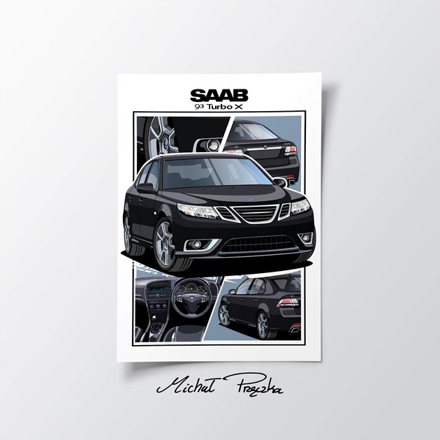 Plakat - Saab 93 Turbo X Sedan- MotoPixele
