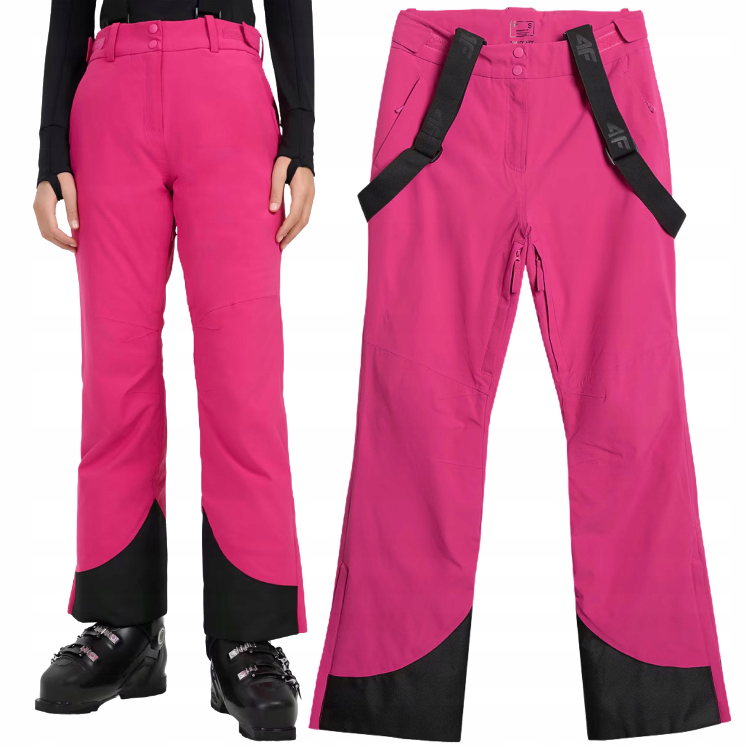 Spodnie narciarskie Damskie z szelkami Na Narty F0941 Pro róż L