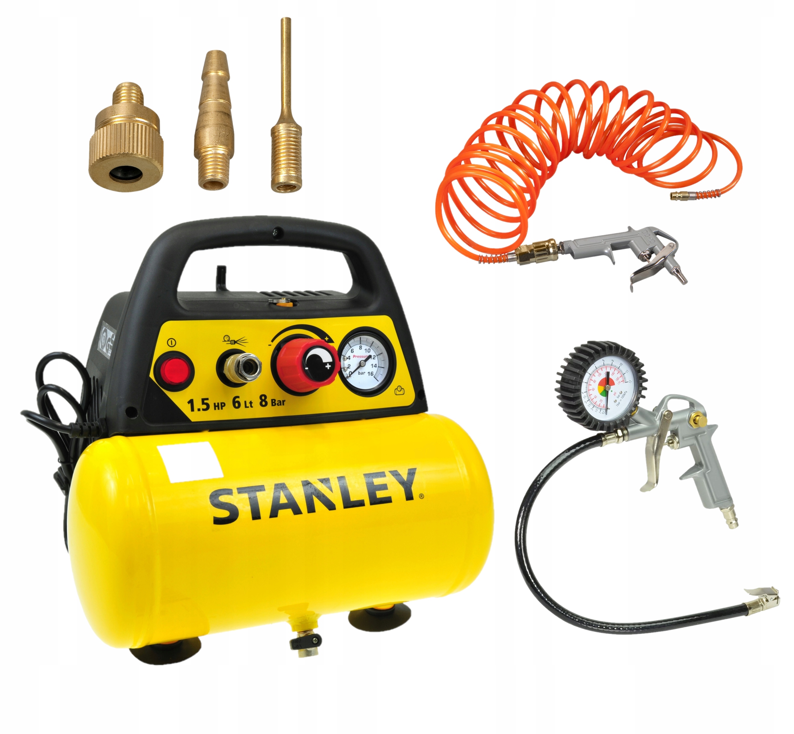 Kompresor bezolejowy Dn 200/8/6 6L 8Bar 180L/min+ zestaw akcesoriów Stanley
