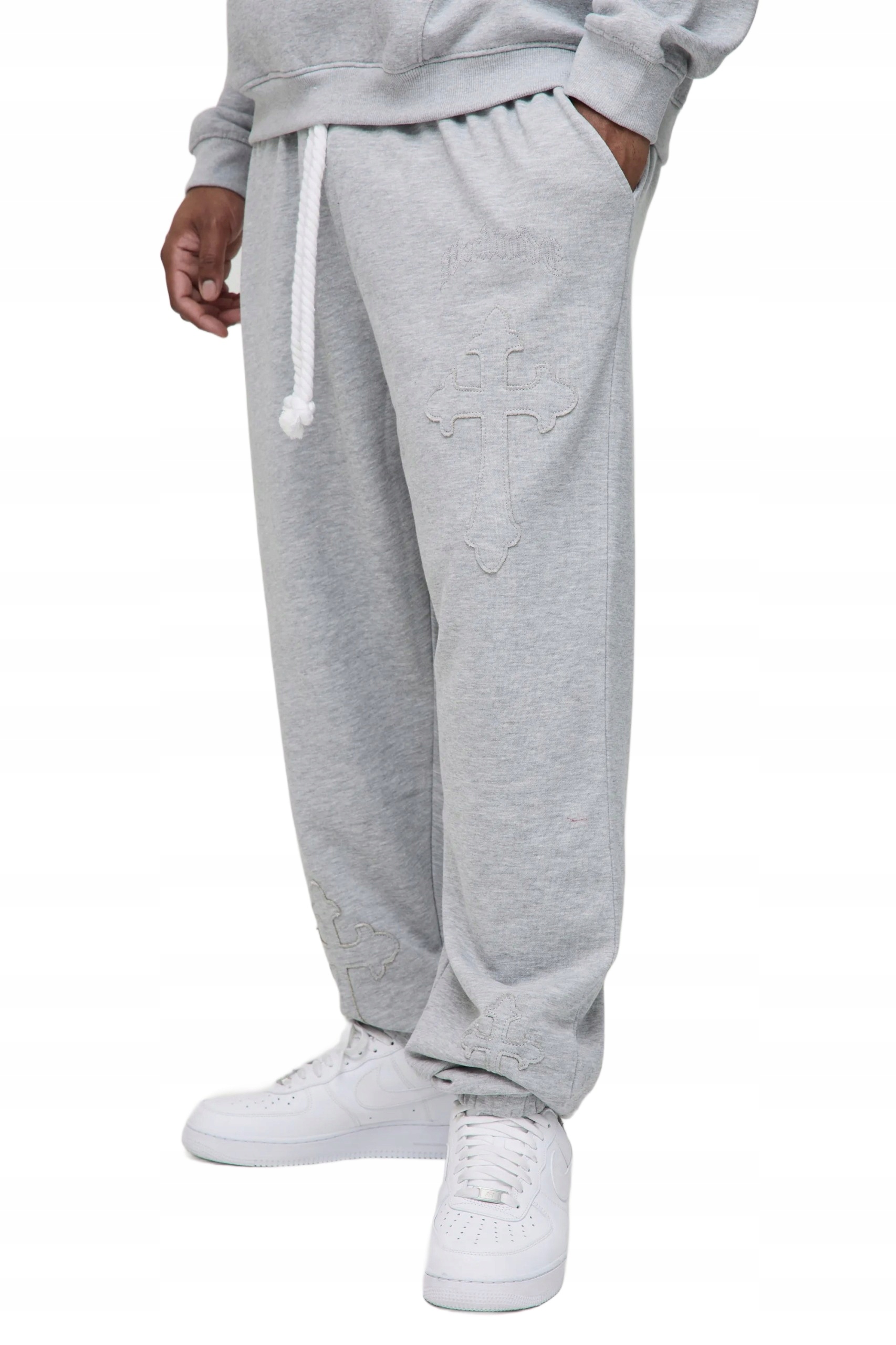 Boohooman Šedé Pánské Tepláky S Výšivkou Plus Size XXL Z3A