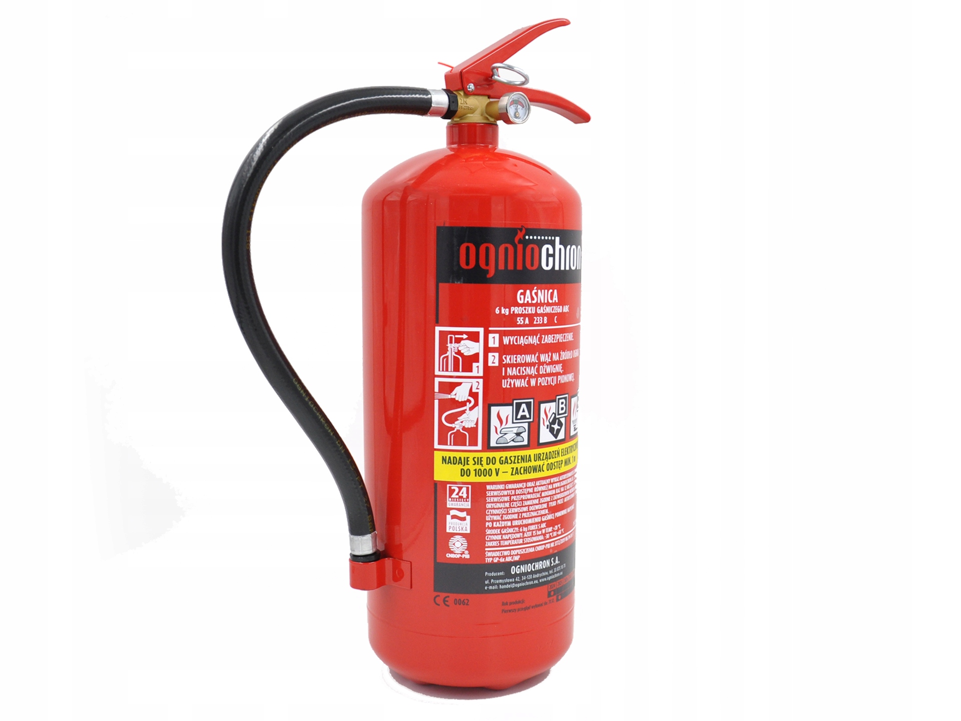Gaśnica proszkowa Ogniochron GP-6X 6 l do kotłowni garażu produkcja 2026