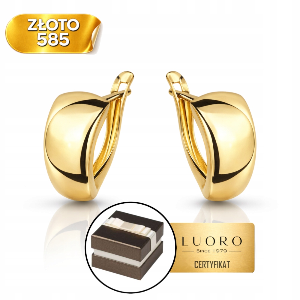 Náušnice Zlaté 585 14K Obdélník Anglické Zapínání 1,2 CM Elegantní