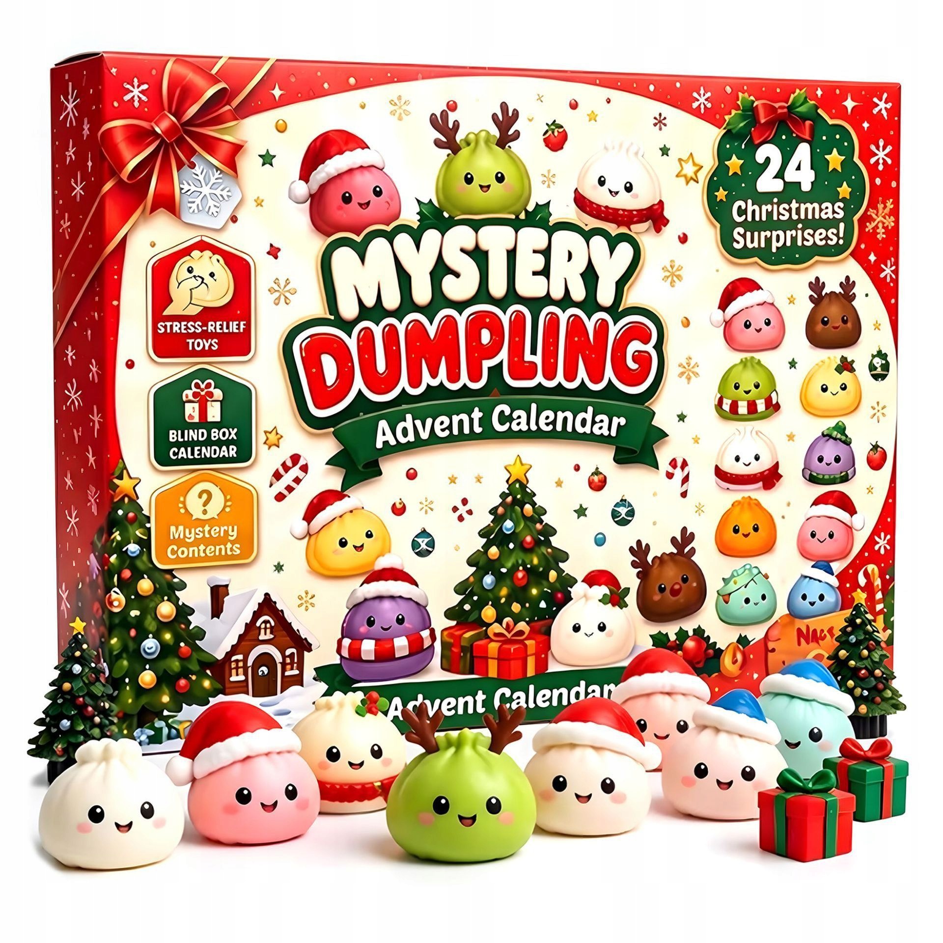 2ks Adventní kalendář Mačkací Hračky Squishy Denní sada Dárek Vánoční