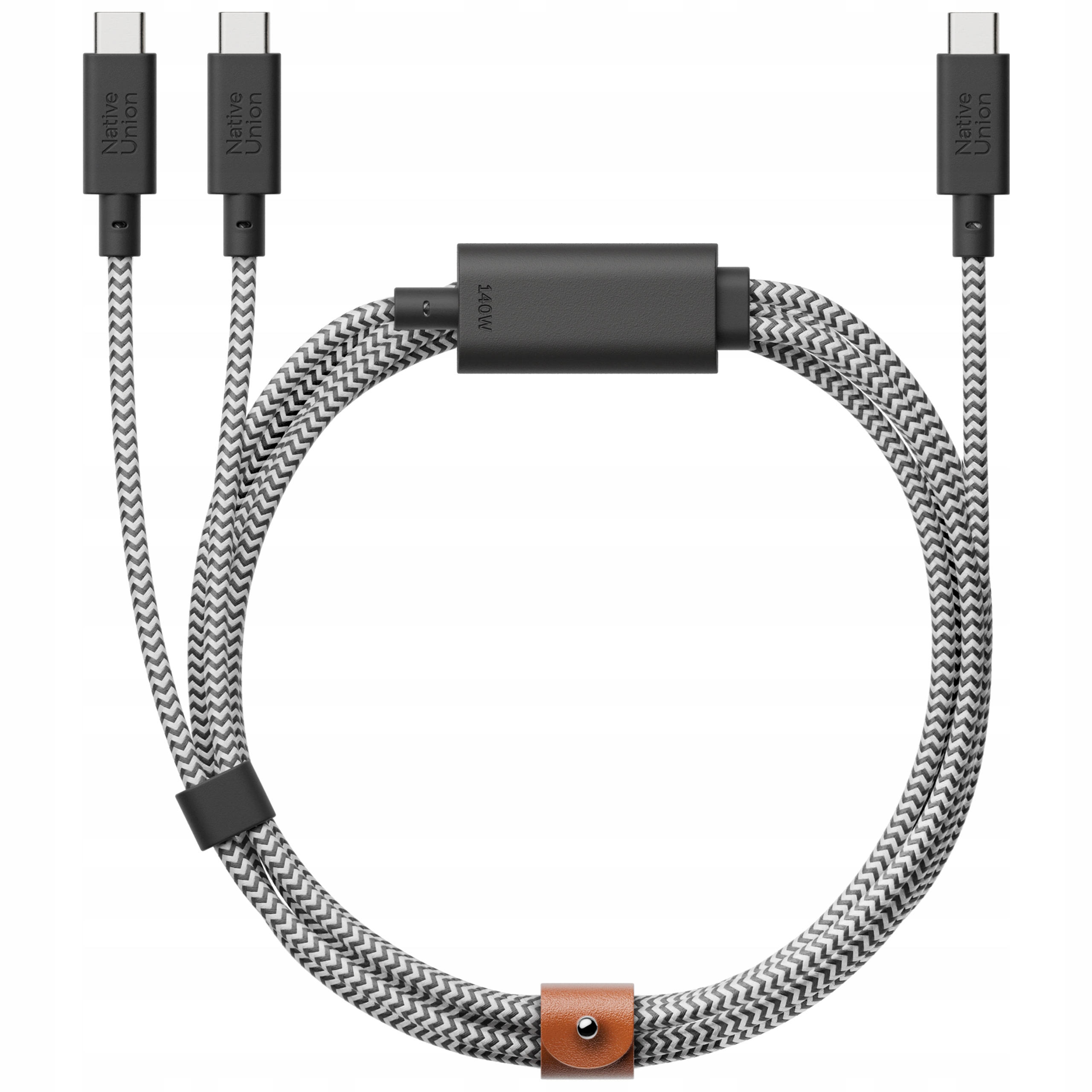 Native Union Belt Cable – kabel Usb-c na 2x Usb-c 140W 2 m Silný kabel 2v1