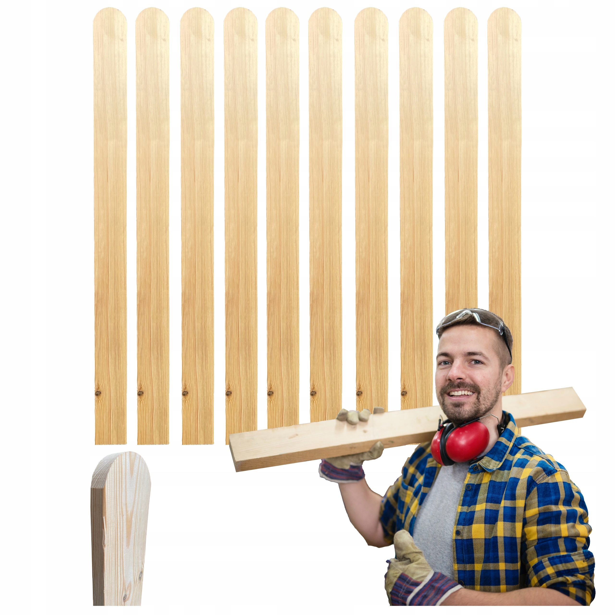 Drevená tyč 2x9x150 cm hladká borovica Luk zaoblená 10 Kusov