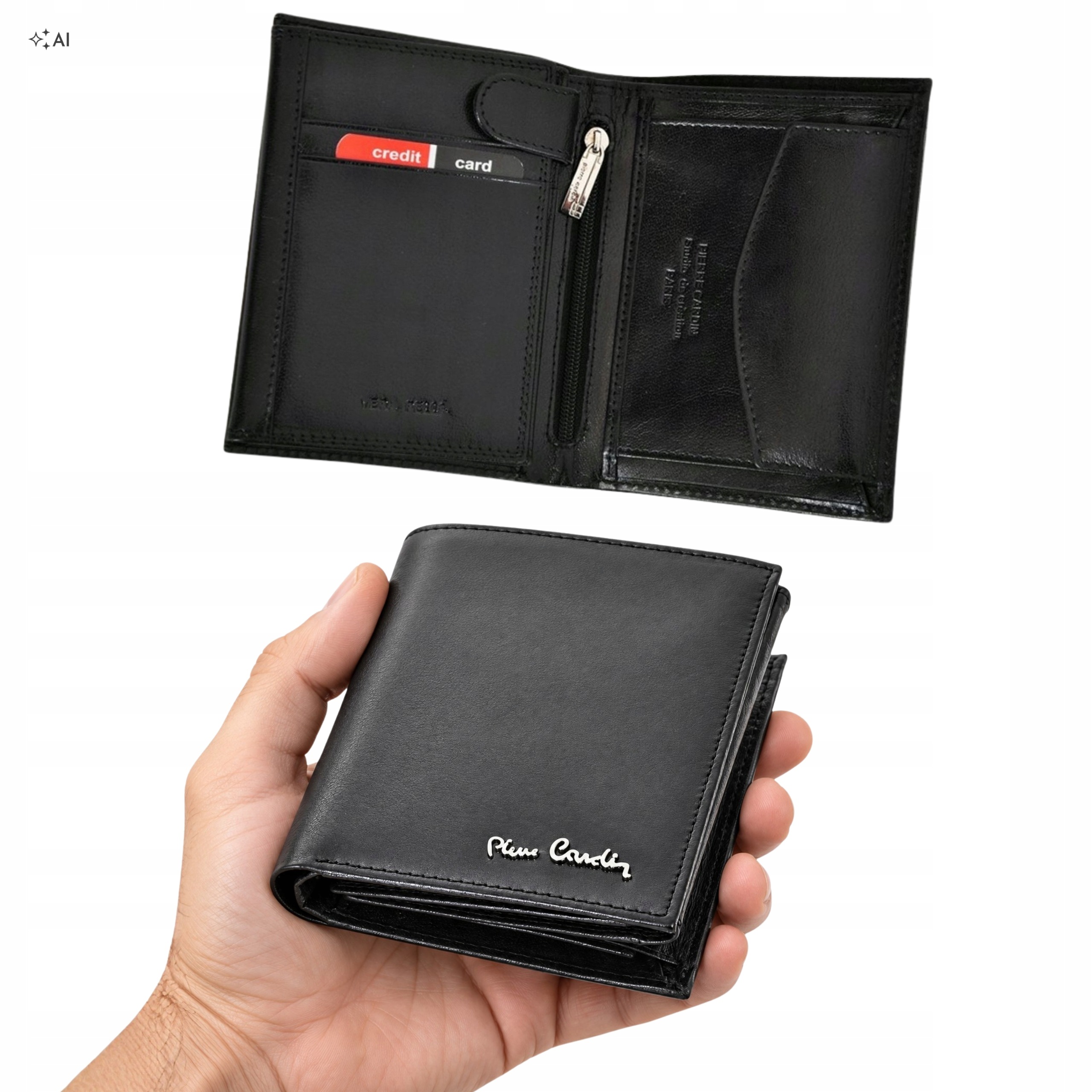 Černá pánská kožená peněženka Pierre Cardin Rfid klasická, střední prostorná