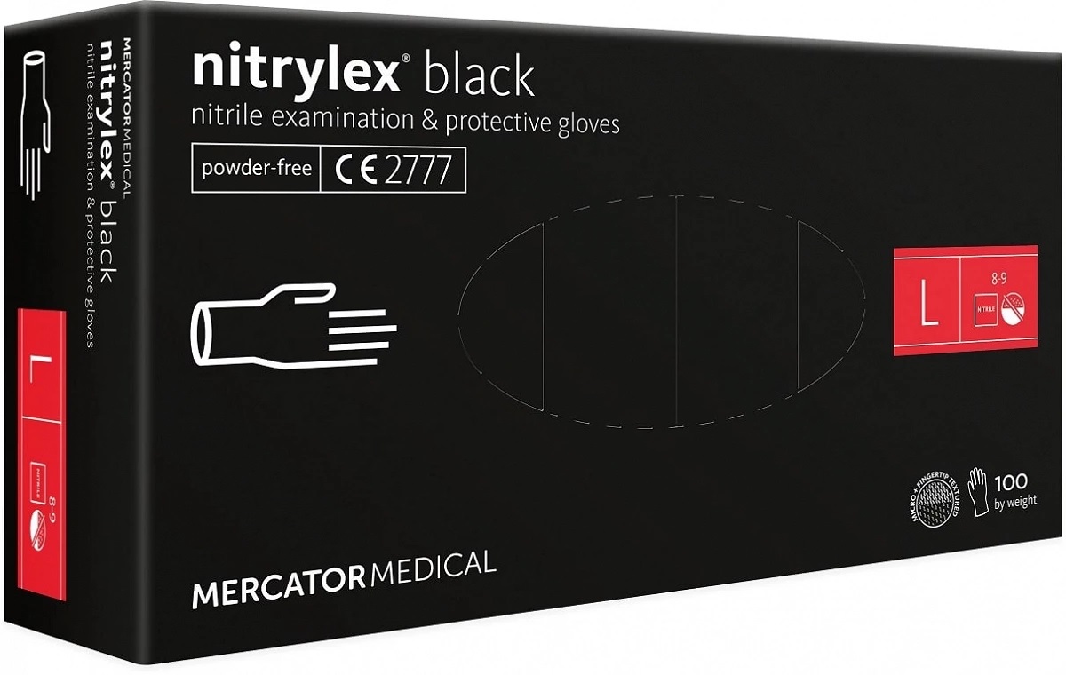 

Mercator Black Rękawice nitrylowe czarne L 100szt