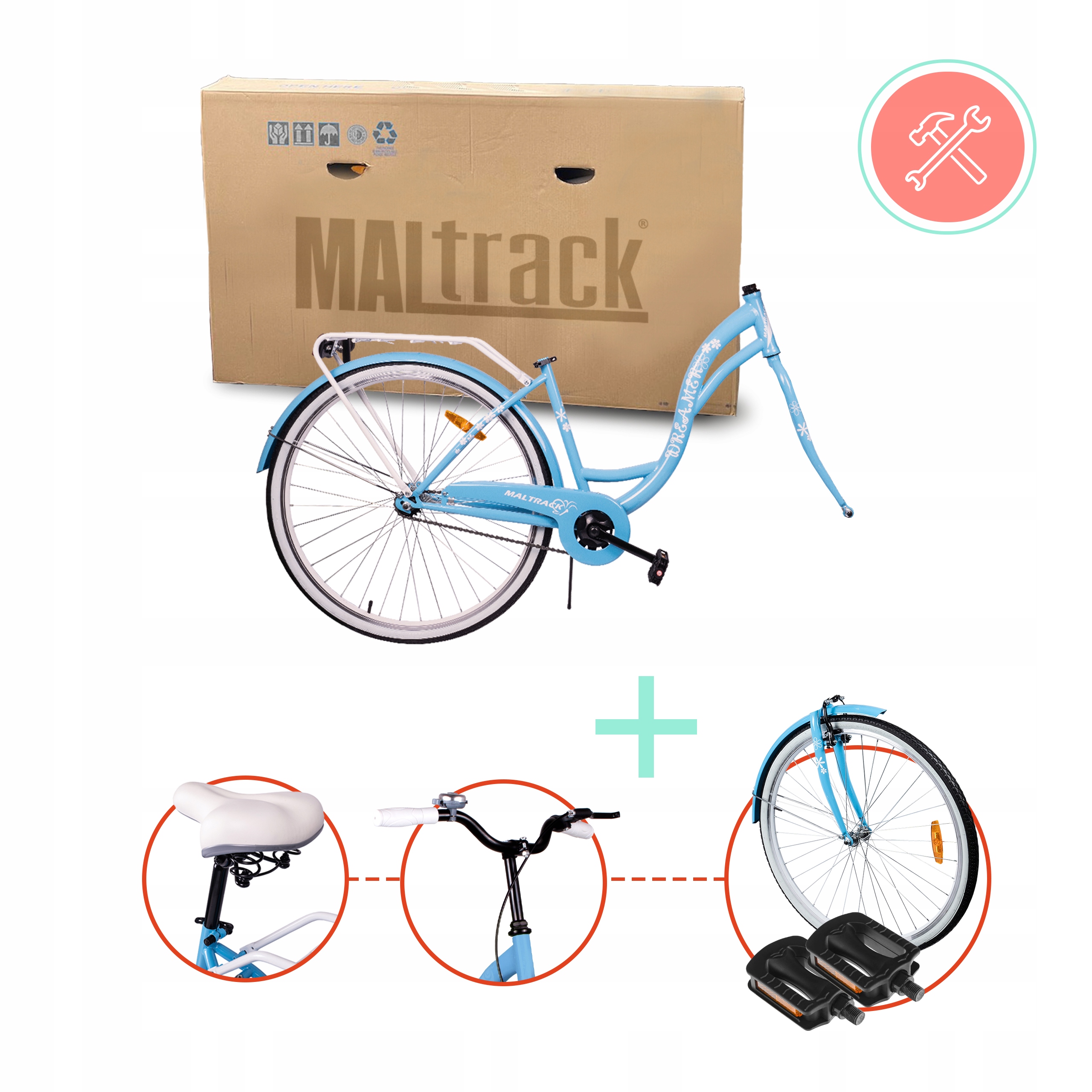 ROWER MIEJSKI DAMSKI 28'' DAMKA WIKLINOWY KOSZYKBAGAŻNIK NÓŻKA RAMA 18" Rodzaj przerzutki brak