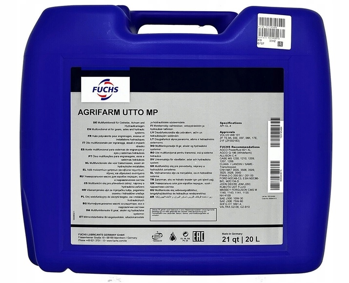 Olej Fuchs Agrifarm Utto Mp Sae 10W30 20L Niemiecki