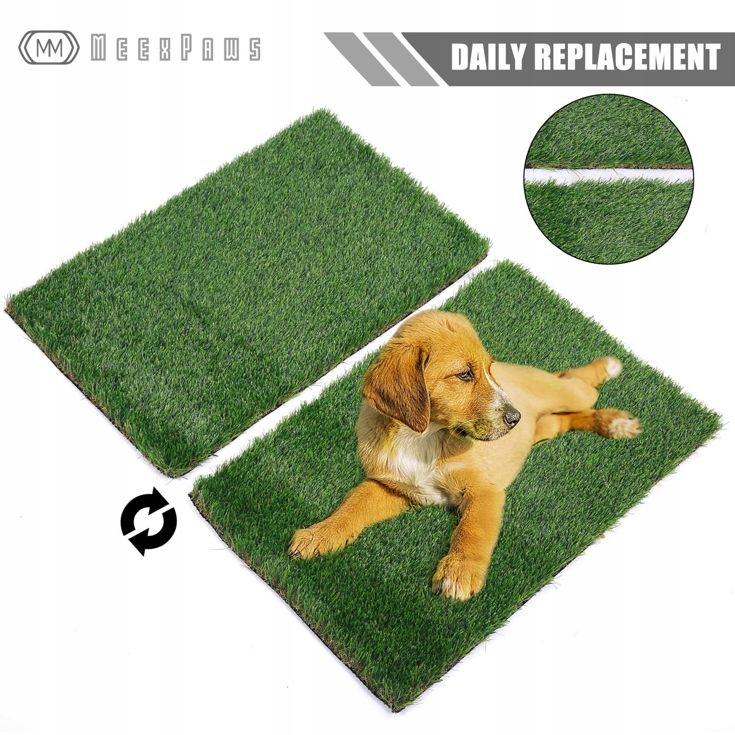 MEEXPAWS Duża Toaleta Dla Psów z Trawą Sztuczną 85x59 cm — miniatura 2