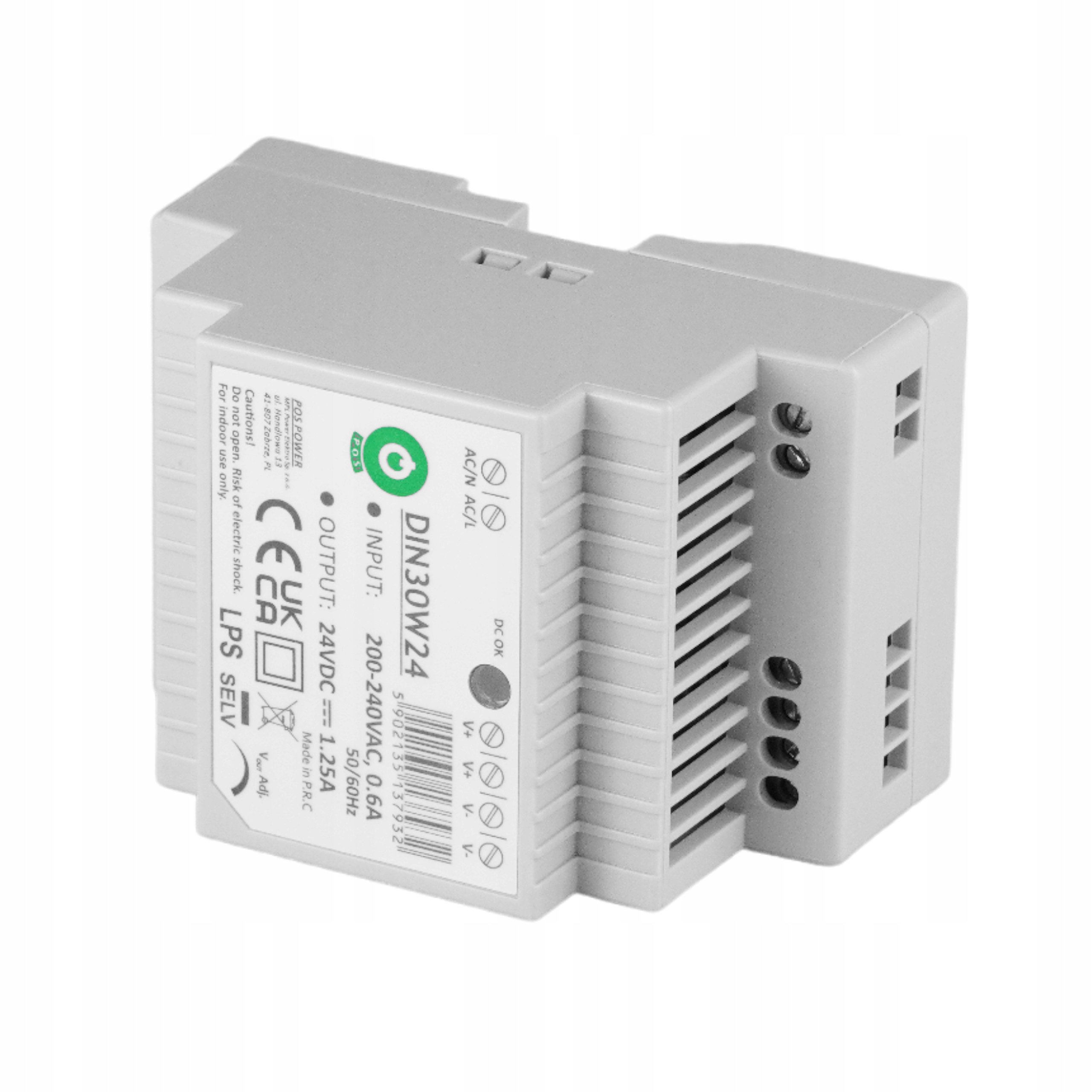 ZASILACZ NAPIĘCIOWY NA SZYNĘ DIN30W24 24V 1.25A 30W DO SYSTEMÓW LED Kod producenta DIN30W24