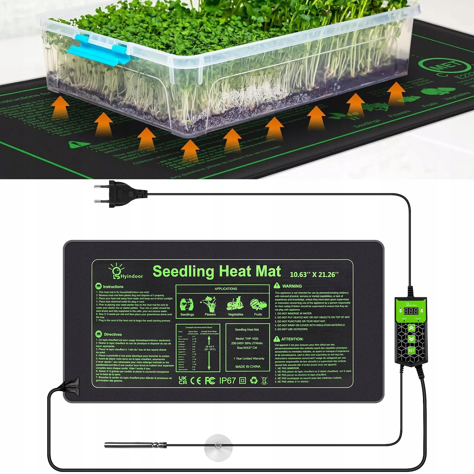 Levně 27W Topný Rohož S Termostatem Pro Terárium A Sazenice Rostlin 55X27 CM