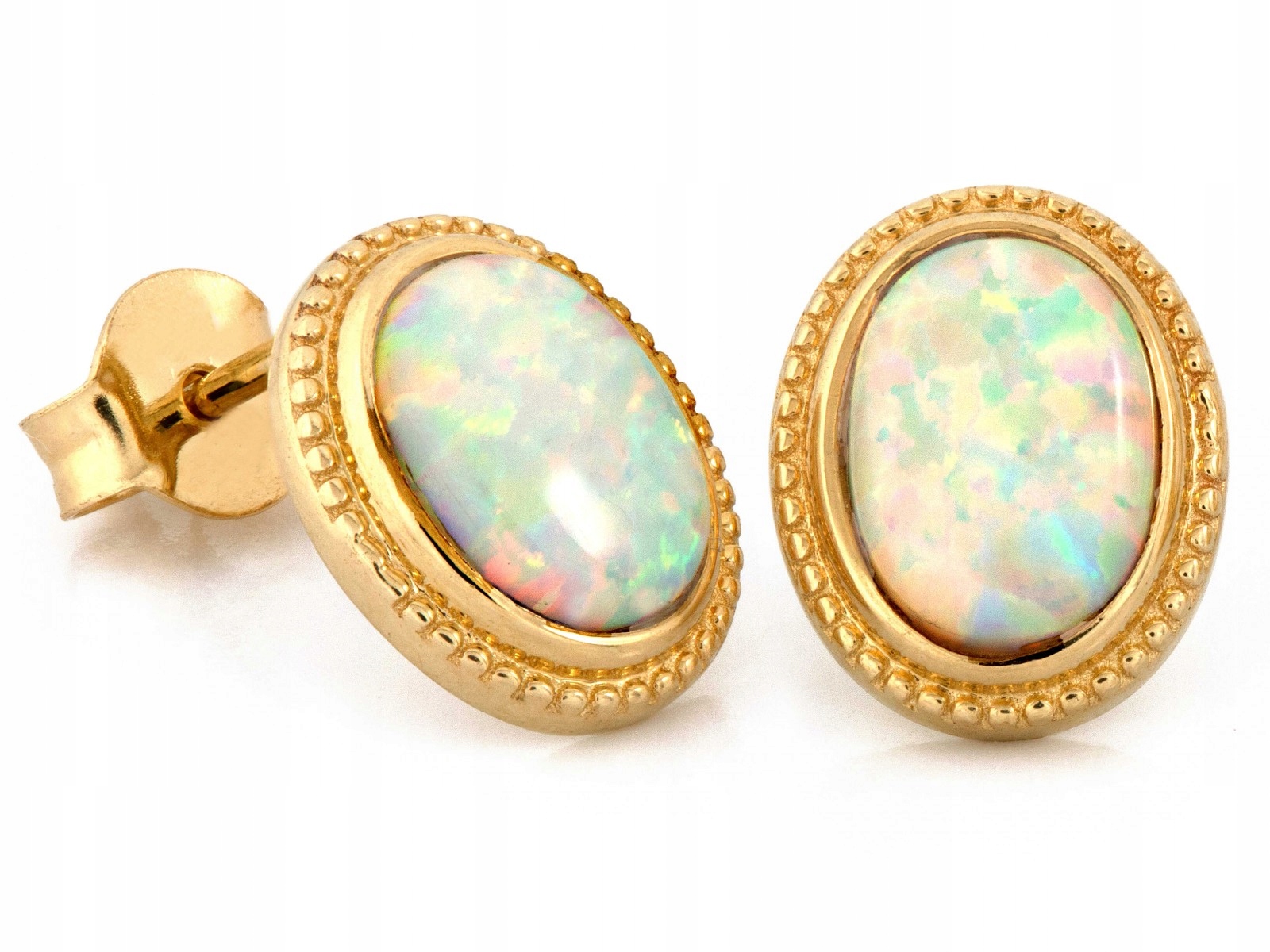 Dámské zlaté Náušnice s opálem 585, elegantní design, 1,98 pro ni