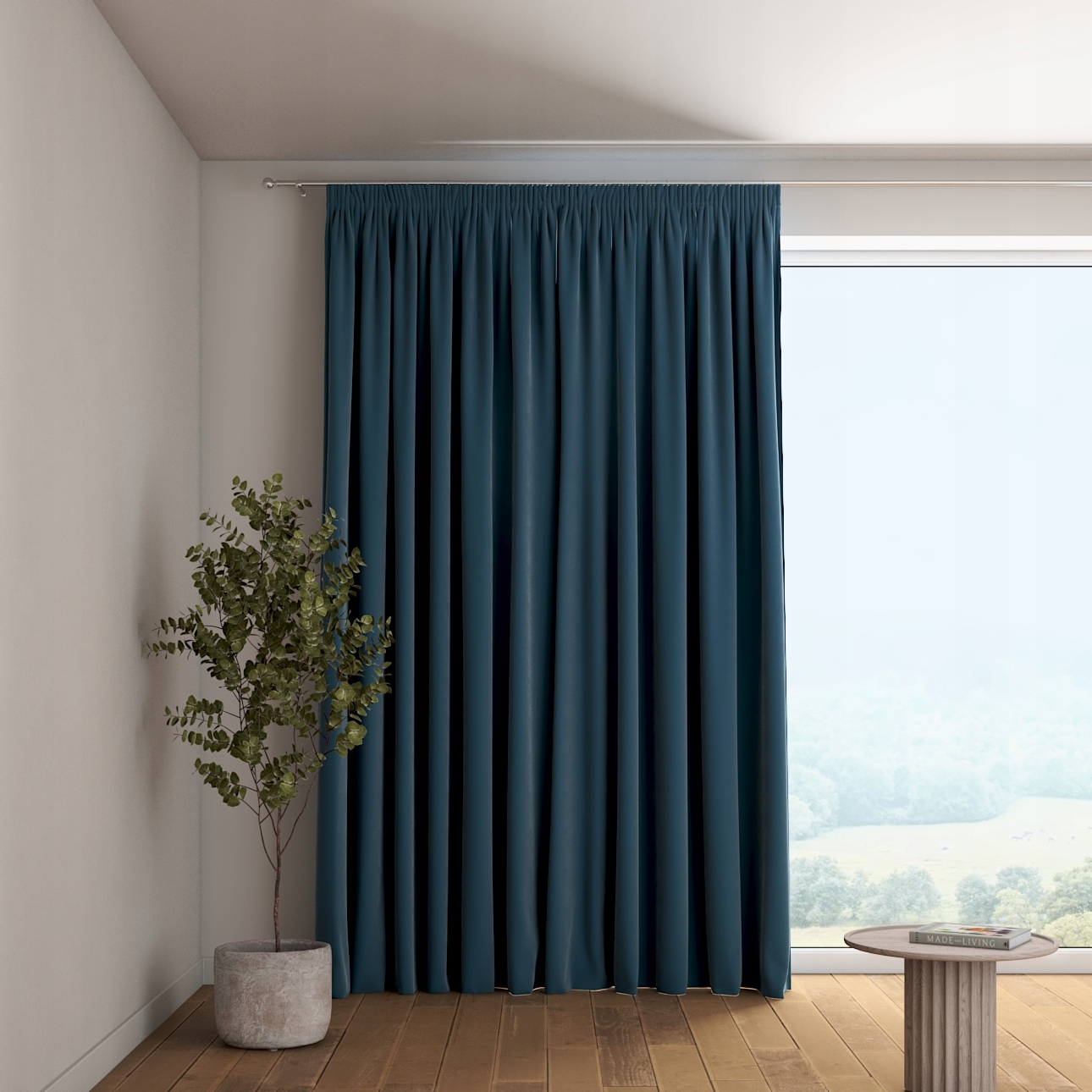 Záves na vlnitej páske 1 ks 130 x 260 cm odtiene modrej