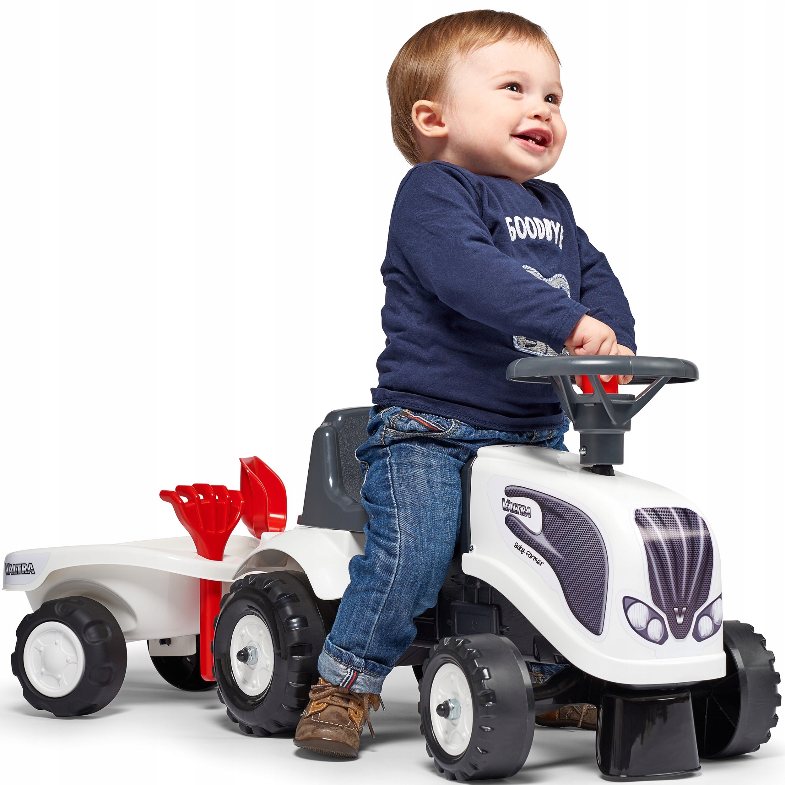 

Falk Traktorek Baby Valtra Biały Przyczepka + akc.