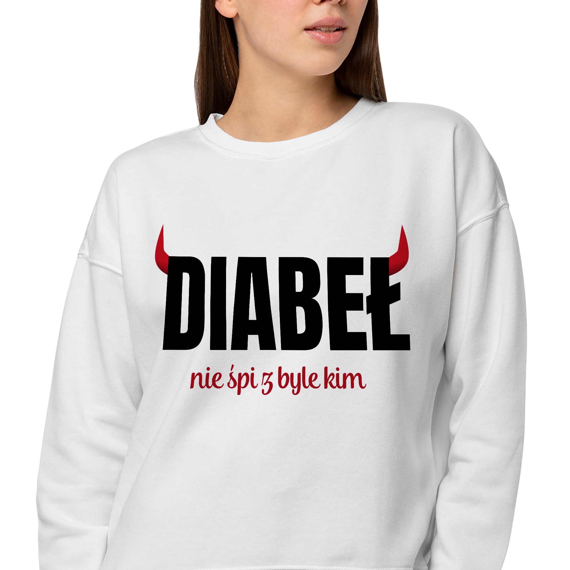 Mikina Bez Kapuce Dámská Bílá Dárek Ďábel Nespí S Jen Tak Někým M Zábavný