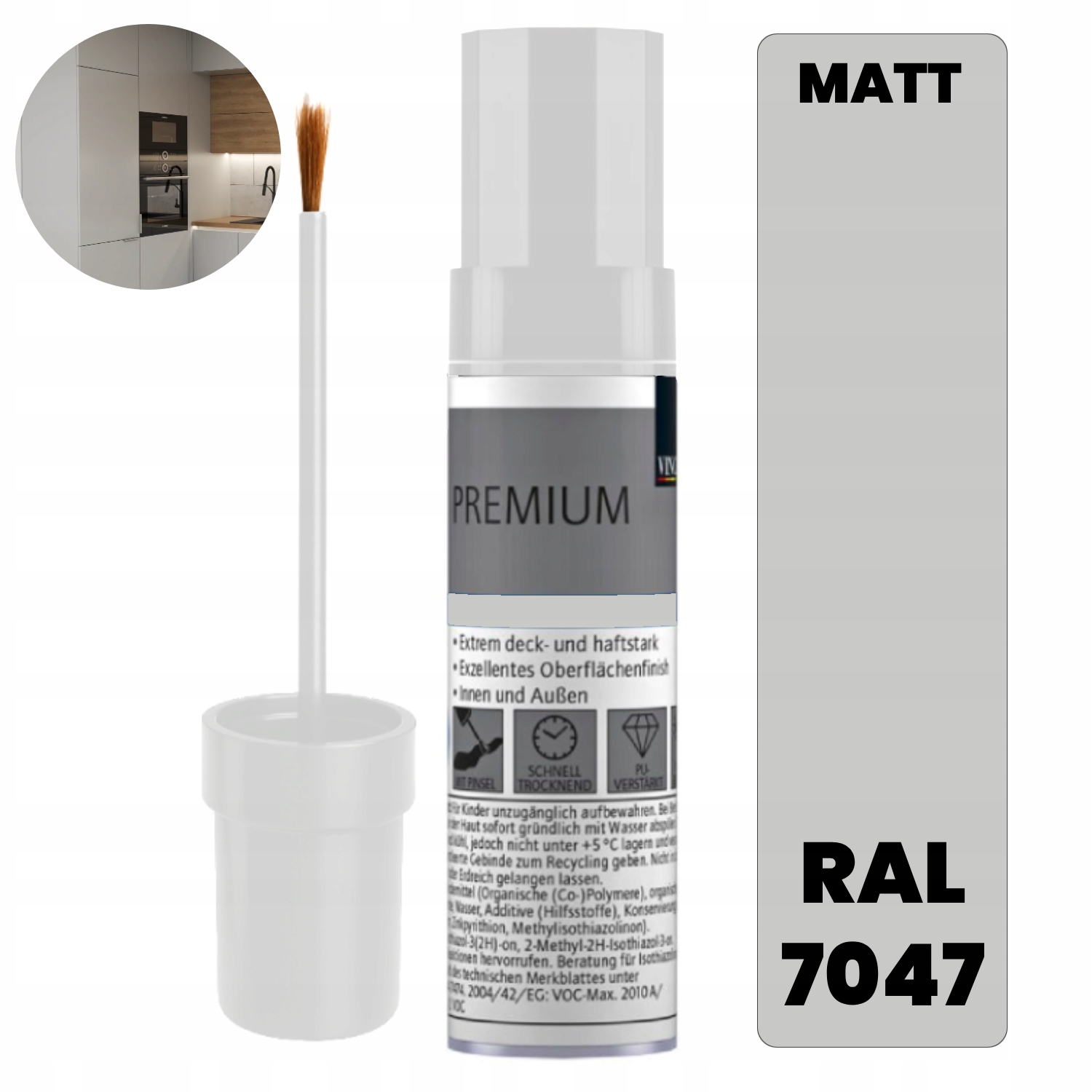 Ral 7047 Telegrey 4 Zaprawka do Łazienki Kuchni Salonu 12ml z pędzelkiem