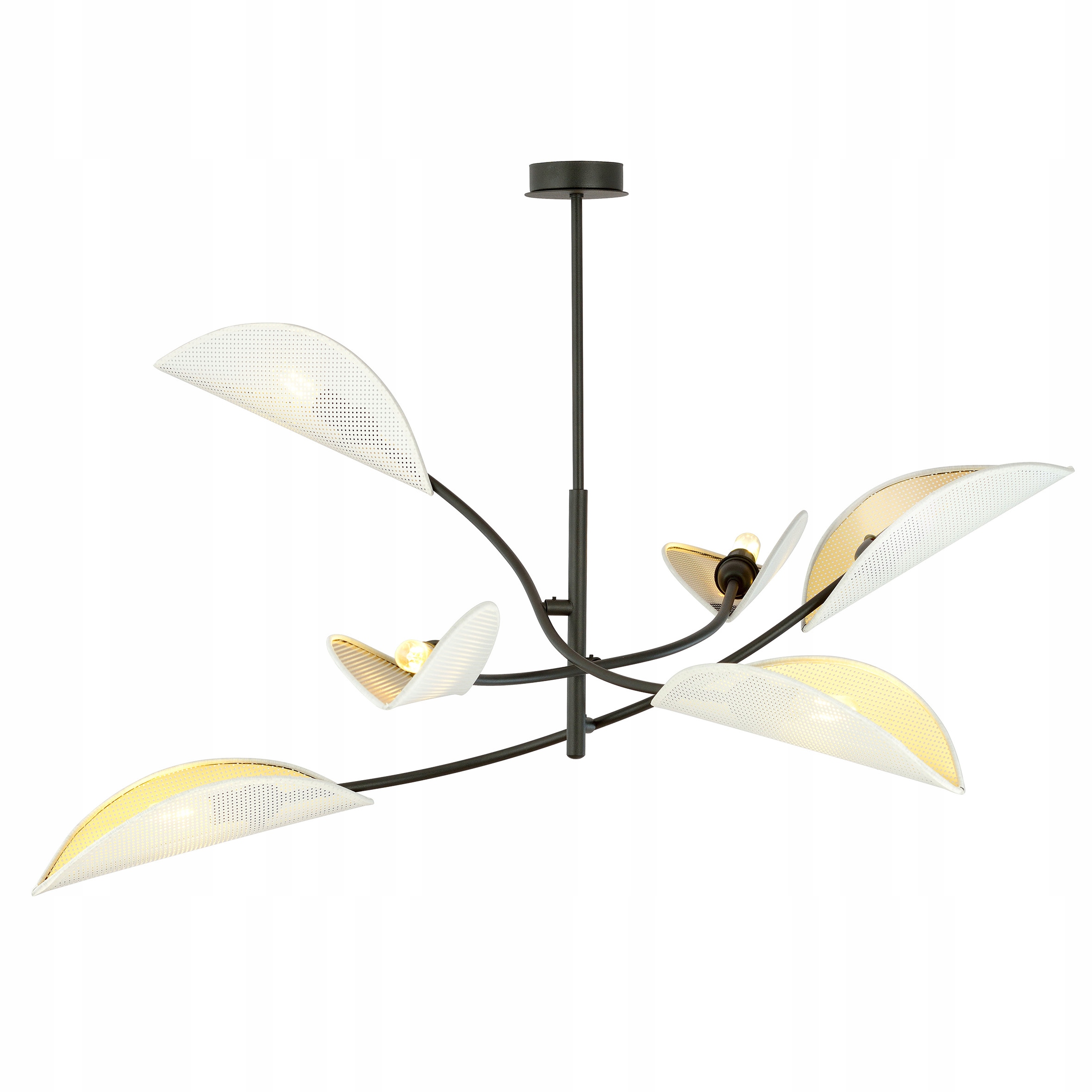 Závěsná lampa stropní svítidlo Lotus 6 bílá zlatá, originální loftová, skandinávská